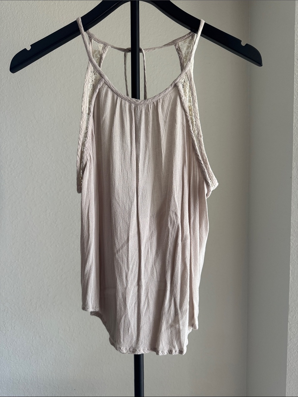 Full Tilt Pale Blush Lace-Trim Halter Camisole